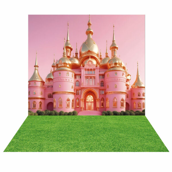Fundo Fotográfico Cenário Castelo Rosa Princesa  em Tecido 2,20m x1,50m F833