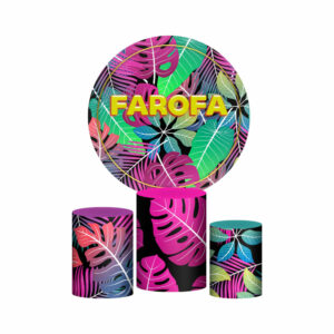 Trio Capa Cilindro + Painel Redondo 3D Farofa 1,50m Veste Fácil Outlet