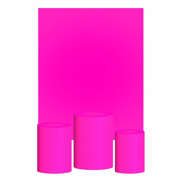 Kit Casado Rosa Fluorescente Cor Lisa  Trio Capa Cilindro Retangular Tecido