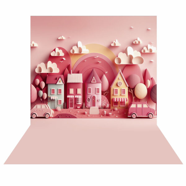 Fundo Fotográfico Cenário Cidade Rosa 3D 2,20m x1,50m F803