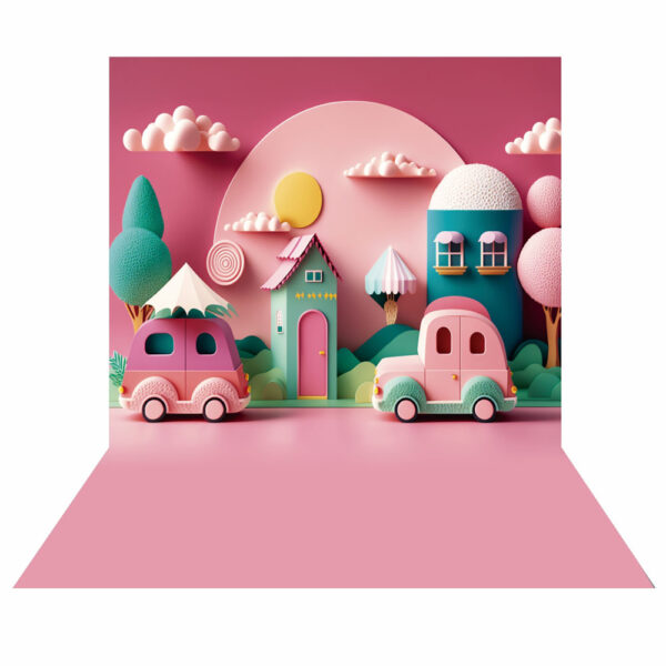 Fundo Fotográfico Cenário Cidade 3D Rosa 2,20m x1,50m F802