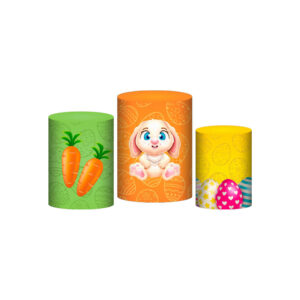Trio Capa Cilindro Páscoa 3D Em Tecido Com Elástico