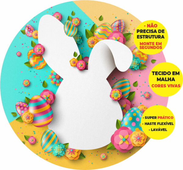 Painel Redondo 3D Páscoa Abre Fácil Tecido 1,50m X 1,50m