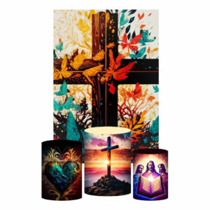 Kit Casado Páscoa Religiosa Trio Capa Cilindro Retangular Tecido
