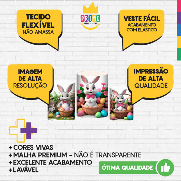 Trio Capa Cilindro Páscoa 3D Em Tecido Com Elástico - Image 3