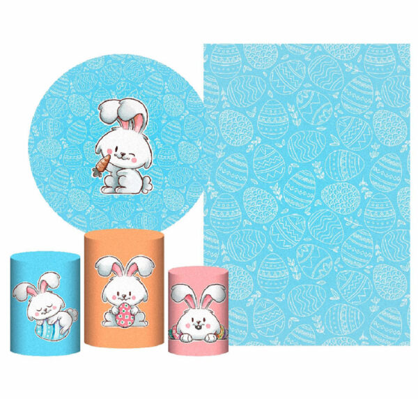 Kit Casado Páscoa Painel Redondo Trio Capas Cilindro Retangular Vertical Em Tecido