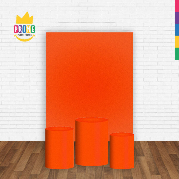 Kit Casado Laranja Cor Lisa  Trio Capa Cilindro Retangular Tecido - Image 2