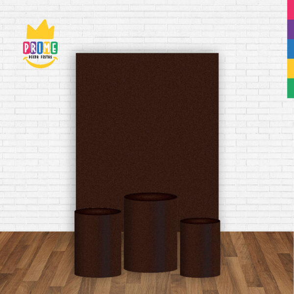 Kit Casado Marron Cor Lisa  Trio Capa Cilindro Retangular Tecido - Image 2