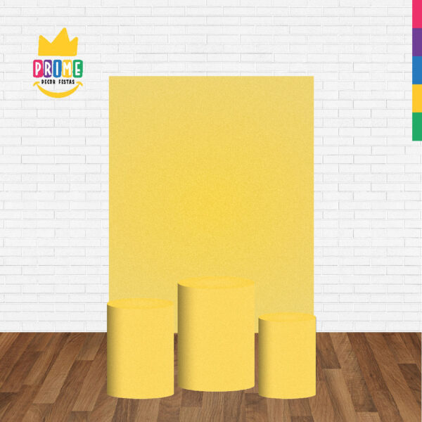Kit Casado Amarelo Pepita Cor Lisa  Trio Capa Cilindro Retangular Tecido - Image 2