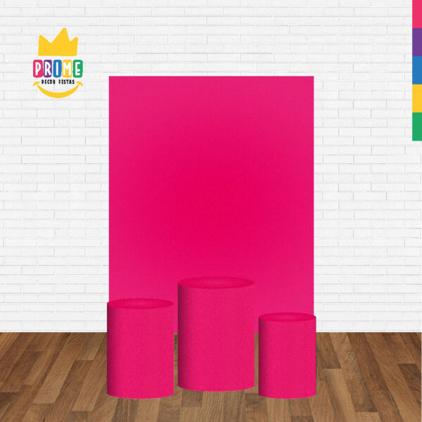 Kit Casado Rosa Pink Cor Lisa  Trio Capa Cilindro Retangular Tecido - Image 2