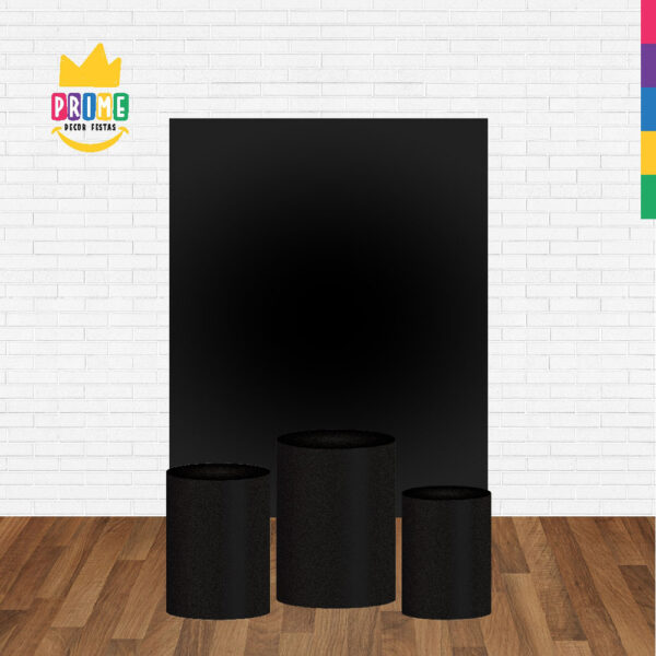 Kit Casado Preto Cor Lisa  Trio Capa Cilindro Retangular Tecido - Image 2