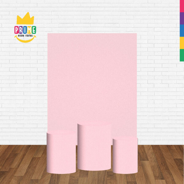 Kit Casado Rosa Claro Cor Lisa  Trio Capa Cilindro Retangular Tecido - Image 2