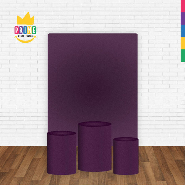 Kit Casado Roxo Uva Cor Lisa  Trio Capa Cilindro Retangular Tecido - Image 2