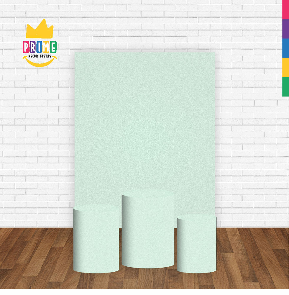 Kit Casado Verde Claro Cor Lisa Trio Capa Cilindro Retangular Tecido - Imagem 2