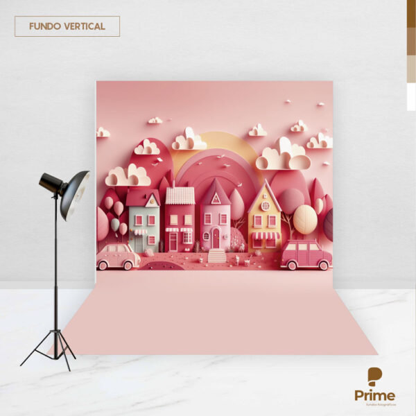 Fundo Fotográfico Cenário Cidade Rosa 3D 2,20m x1,50m F803 - Image 2