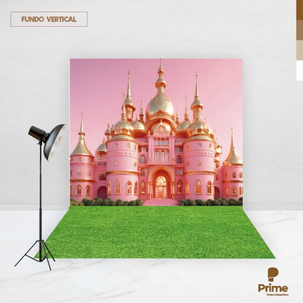 Fundo Fotográfico Cenário Castelo Rosa Princesa  em Tecido 2,20m x1,50m F833 - Image 2