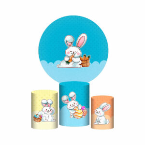 Trio Capa Cilindro + Painel Redondo 3D Páscoa 1,50m Veste Fácil
