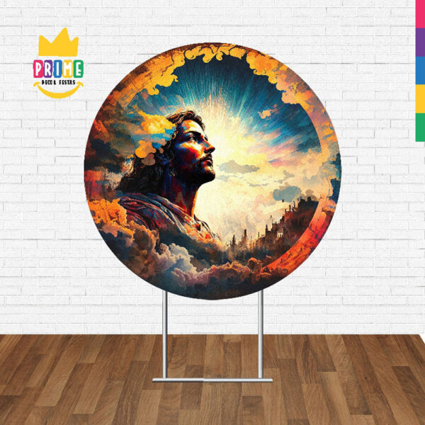 Painel Redondo 3D Páscoa Religiosa Tecido Sublimado 1,50m x 1,50m - Image 2