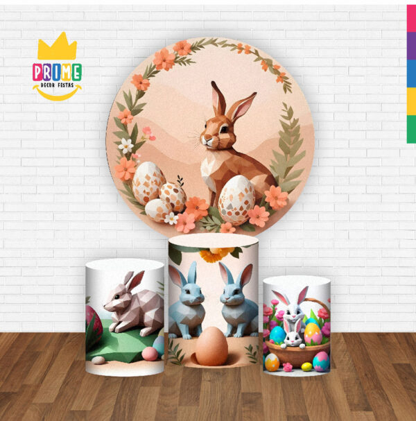 Trio Capa Cilindro + Painel Redondo 3D Páscoa 1,50m Veste Fácil - Image 2
