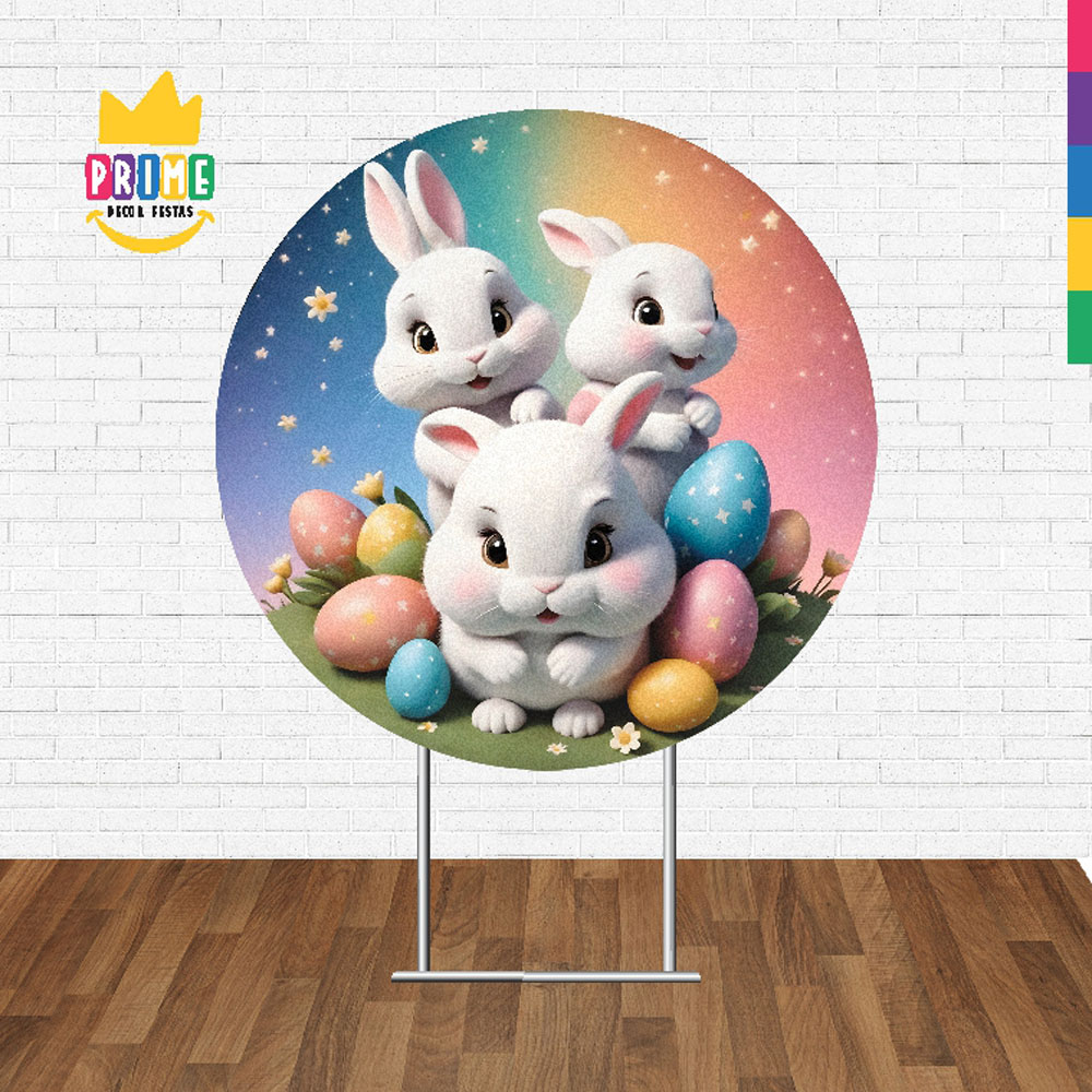 Painel Redondo 3D Páscoa Tecido Sublimado 1,50m x 1,50m - Imagem 2