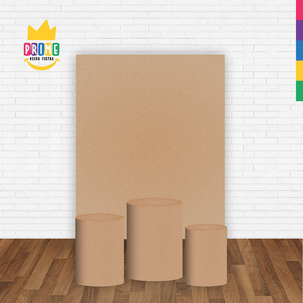 Kit Casado Avelã Cor Lisa Trio Capa Cilindro Retangular Tecido - Imagem 2