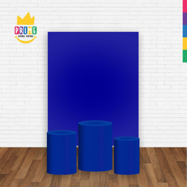 Kit Casado Azul Britânico Cor Lisa  Trio Capa Cilindro Retangular Tecido - Image 2