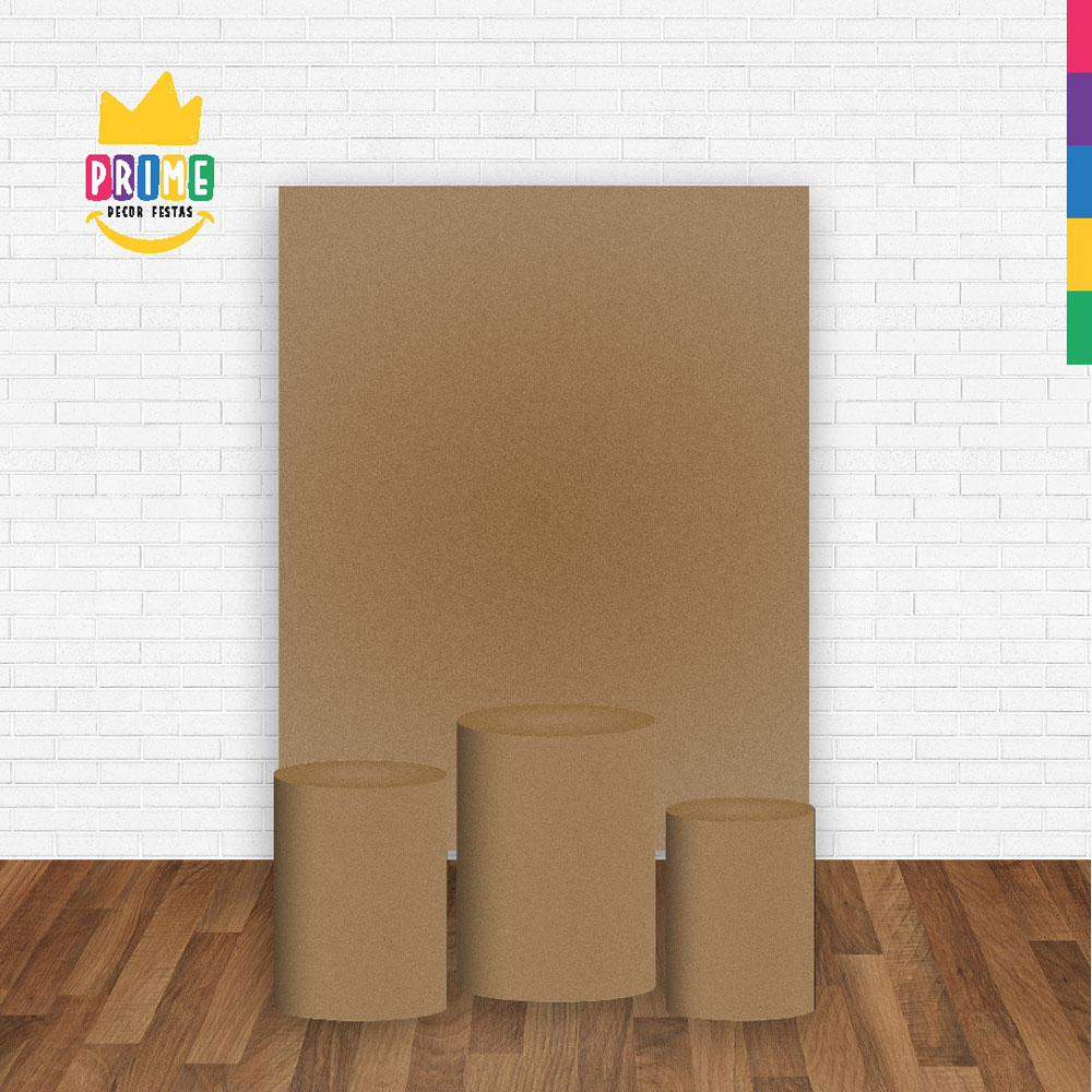 Kit Casado Caqui Cor Lisa Trio Capa Cilindro Retangular Tecido - Imagem 2
