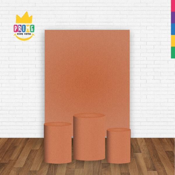 Kit Casado Caramelo Cor Lisa  Trio Capa Cilindro Retangular Tecido - Image 2
