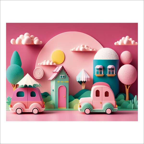 Fundo Fotográfico Cenário Cidade 3D Rosa 2,20m x1,50m F802 - Image 3