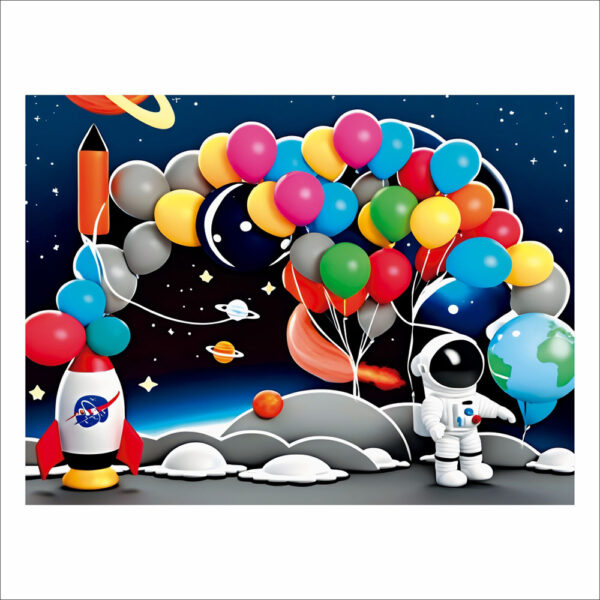 Fundo Fotográfico Cenário Astronauta Foguete 2,20m x1,50m F544 - Image 3