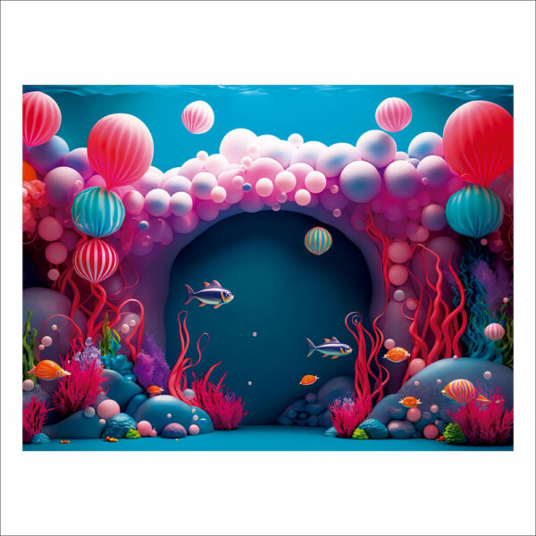 Fundo Fotográfico Cenário Fundo do Mar Balões 2,20m x1,50m F565 - Image 3
