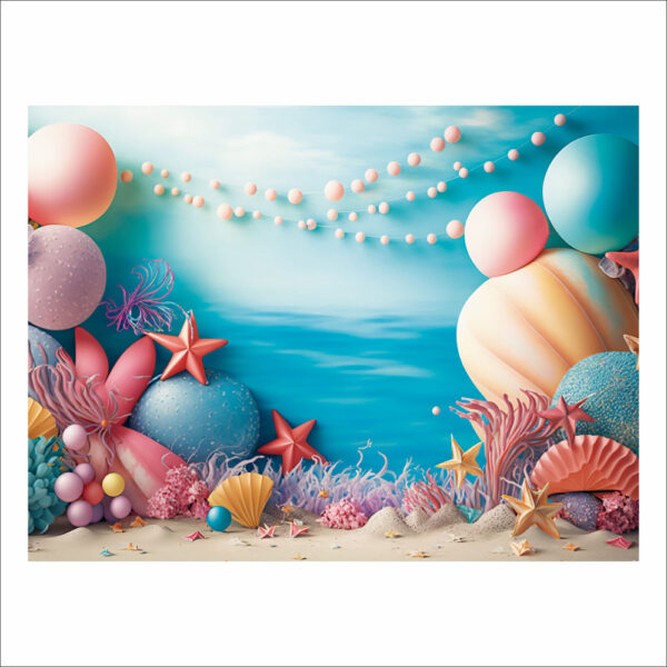 Fundo Fotográfico Cenário Fundo do Mar Sereia 2,20m x1,50m F566 - Image 3