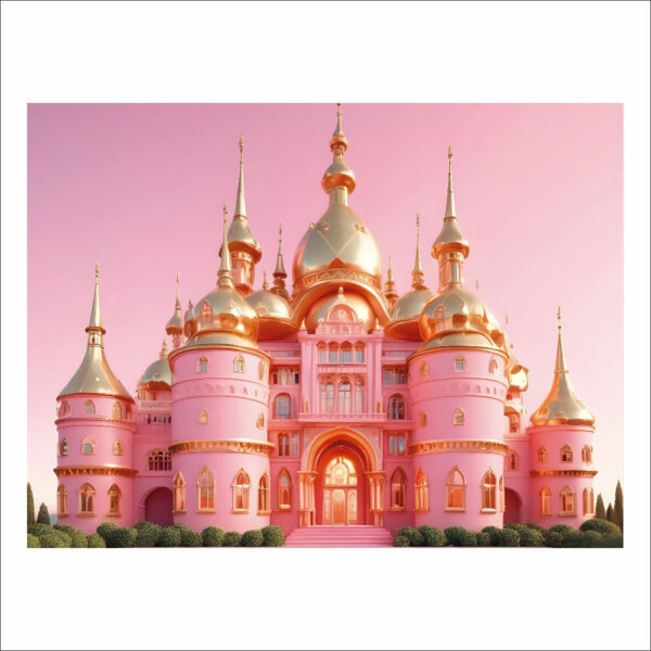 Fundo Fotográfico Cenário Castelo Rosa Princesa  em Tecido 2,20m x1,50m F833 - Image 3