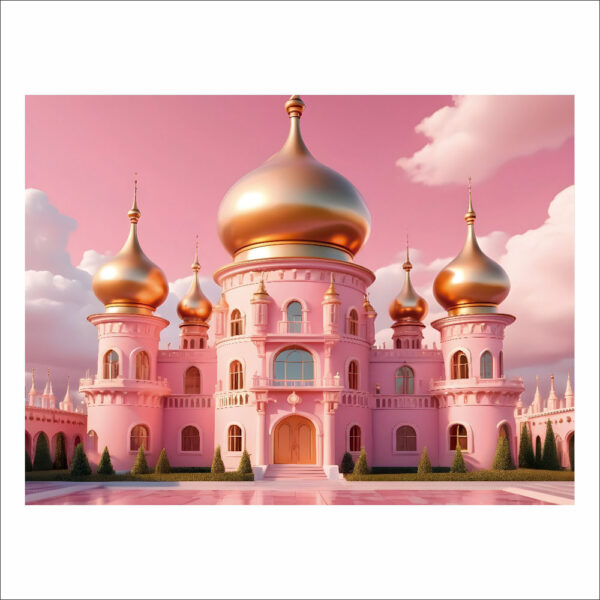 Fundo Fotográfico Cenário Castelo Rosa Princesa  em Tecido 2,20m x1,50m F834 - Image 3