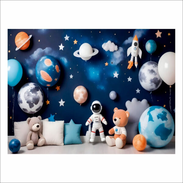 Fundo Fotográfico Cenário Astronauta Espaço em Tecido 2,20m x1,50m F575 - Image 3