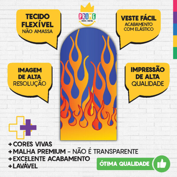 Painel De Festa Romano Decorativo Hot Wheels Fogo - Image 3