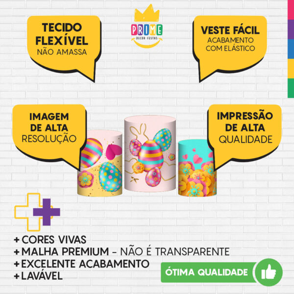 Trio Capa Cilindro Páscoa 3D Em Tecido Com Elástico - Image 3