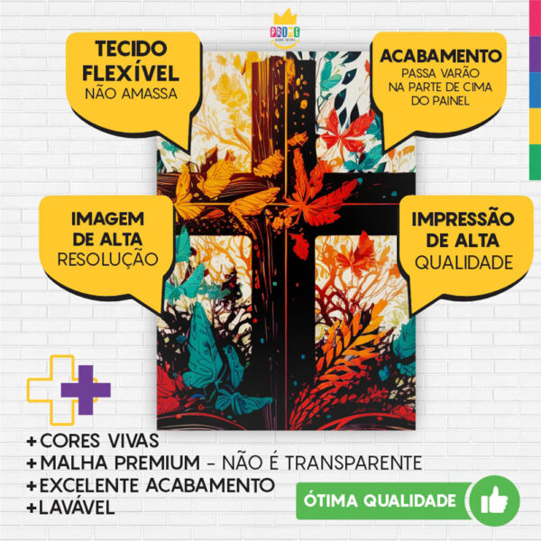 Kit Casado Páscoa Religiosa Painel Redondo Trio Capas Cilindro Retangular Vertical Em Tecido - Image 5