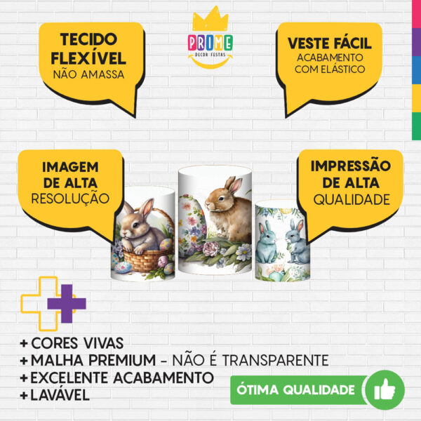 Trio Capa Cilindro Páscoa 3D Em Tecido Com Elástico - Image 3