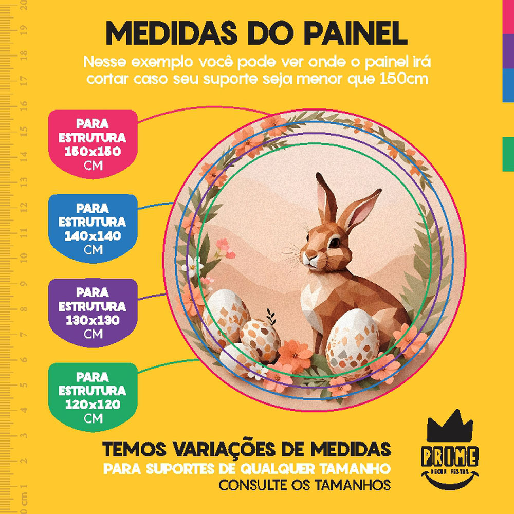 Painel Redondo 3D Páscoa Tecido Sublimado 1,50m x 1,50m - Imagem 3