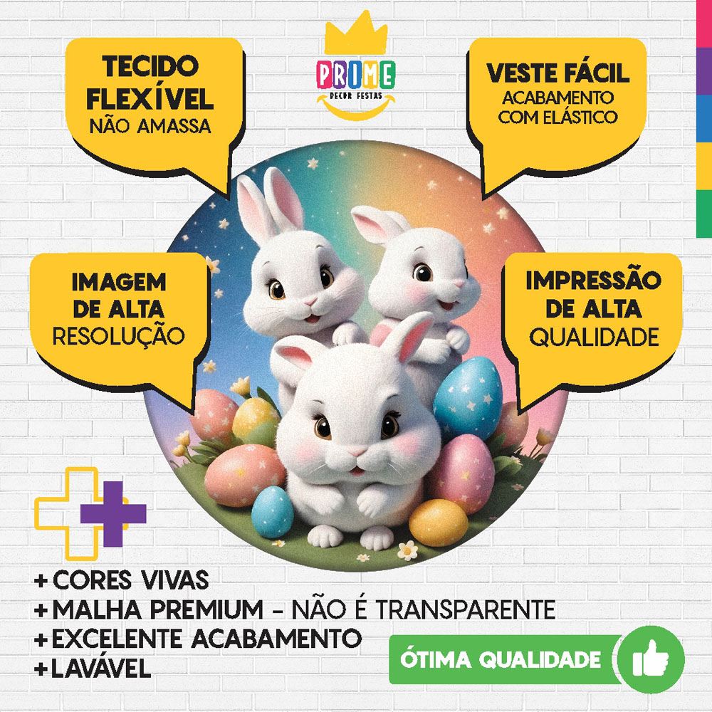 Painel Redondo 3D Páscoa Tecido Sublimado 1,50m x 1,50m - Imagem 3