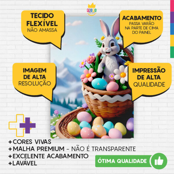 Painel de Festa Retangular 3D Páscoa casadinho 1,50m x 2,20 - Image 3