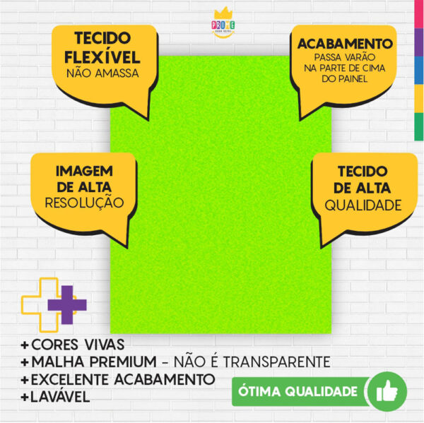 Painel de Festa Retangular 3D Verde Neon casadinho 1,75m x 2,20 Cor Lisa Tecido - Image 3