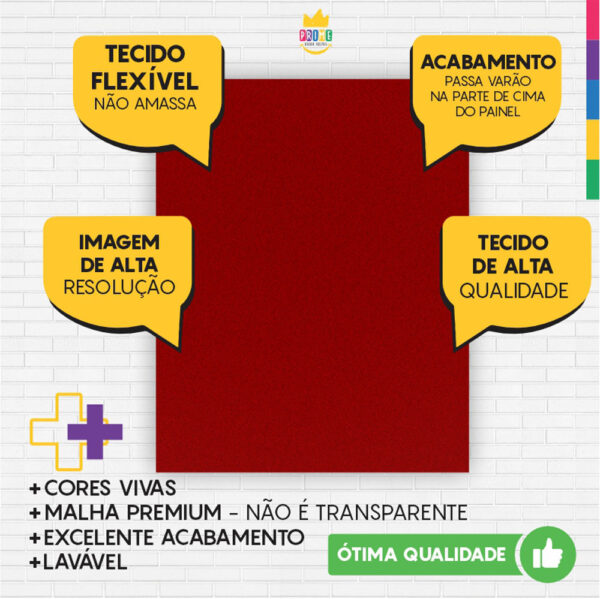 Painel de Festa Retangular 3D Graviola casadinho 1,75m x 2,20 Cor Lisa Tecido - Image 3