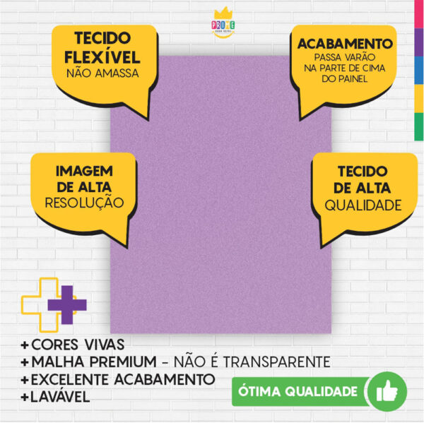 Painel de Festa Retangular 3D Lilás casadinho 1,75m x 2,20 Cor Lisa Tecido - Image 3