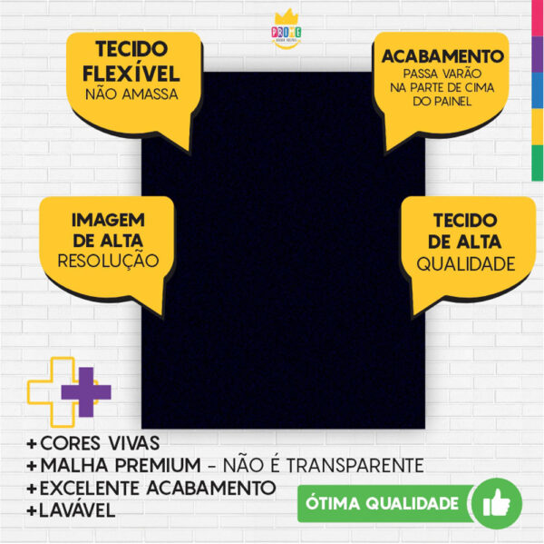 Painel de Festa Retangular 3D Marinho casadinho 1,75m x 2,20 Cor Lisa Tecido - Image 3