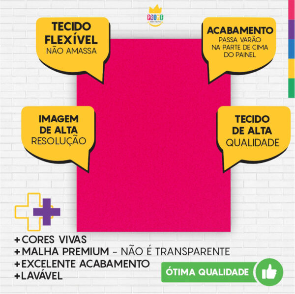 Painel de Festa Retangular 3D Rosa Pink casadinho 1,75m x 2,20 Cor Lisa Tecido - Image 3