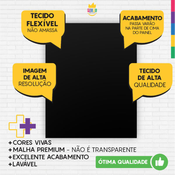 Painel de Festa Retangular 3D Preto casadinho 1,75m x 2,20 Cor Lisa Tecido - Image 3