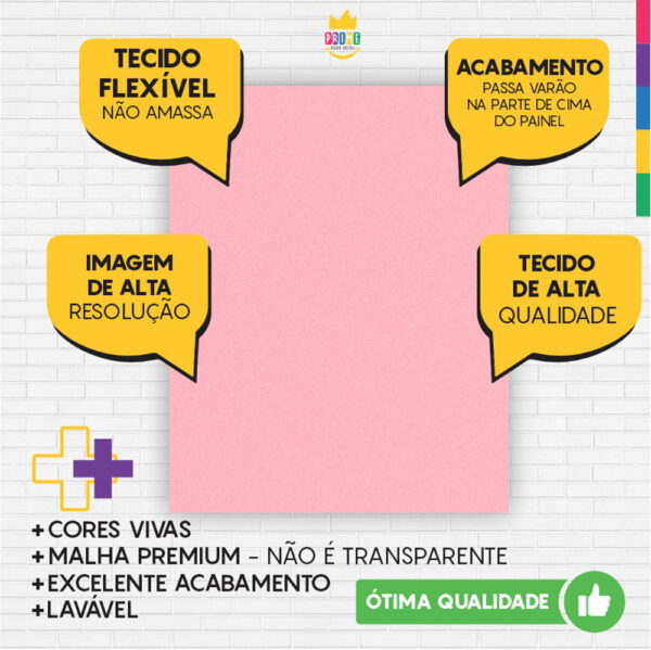 Painel de Festa Retangular 3D Rosa Bebe casadinho 1,75m x 2,20 Cor Lisa Tecido - Image 3