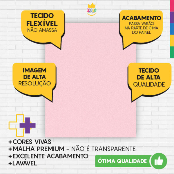 Painel de Festa Retangular 3D Rosa Claro casadinho 1,75m x 2,20 Cor Lisa Tecido - Image 3